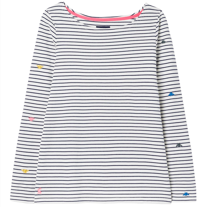 Joules Bee Embroidered Long Sleeve Jersey Top